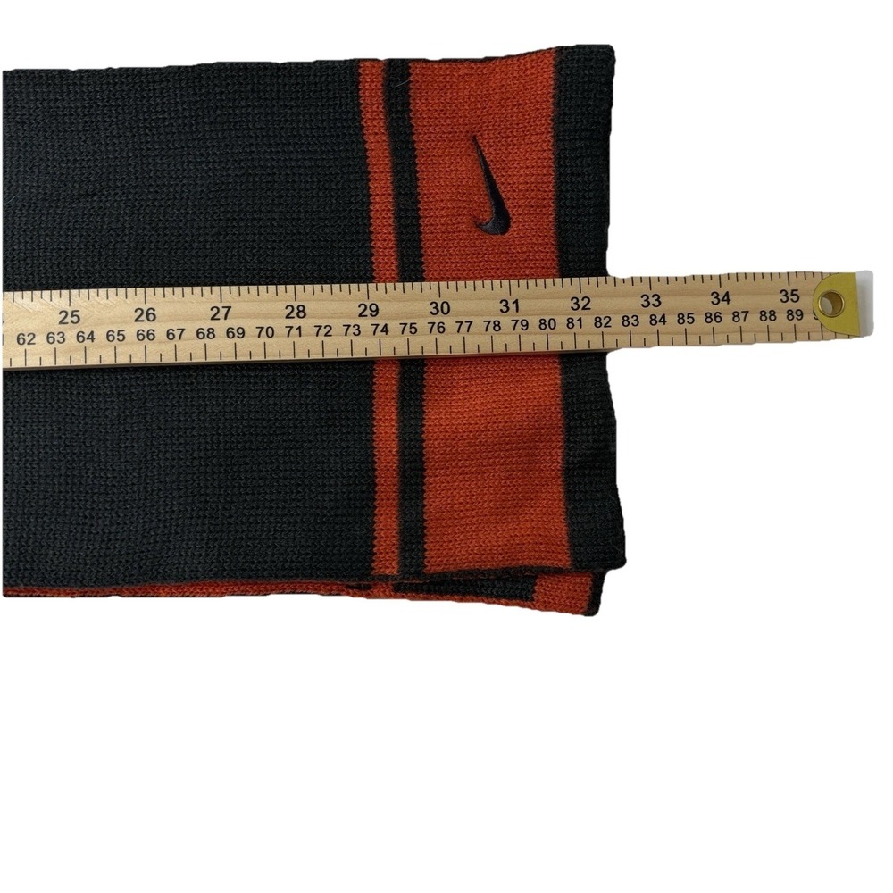 Vintage Nike Reversible Knit Scarf Embroidered Swoosh Burnt Orange Charcoal Grey - Picture 4 of 4